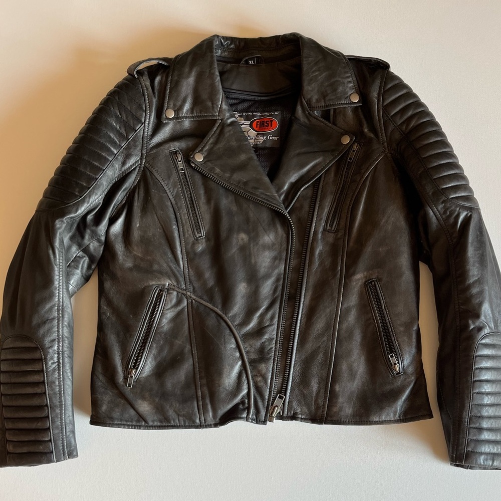 First Classics women’s leather motorcycle jacket with zip out liners